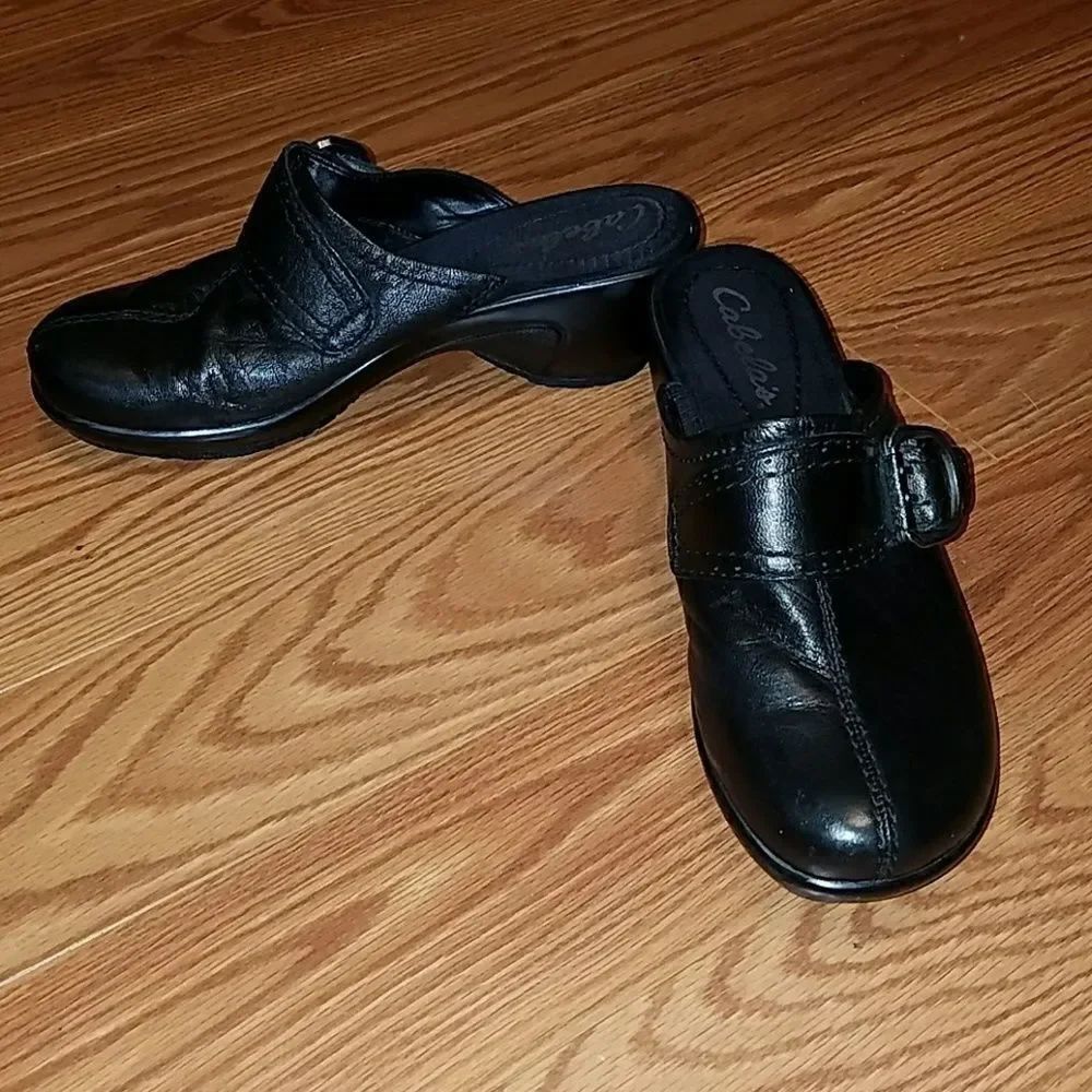 Cabela's black leather clogs mules Sz. 8